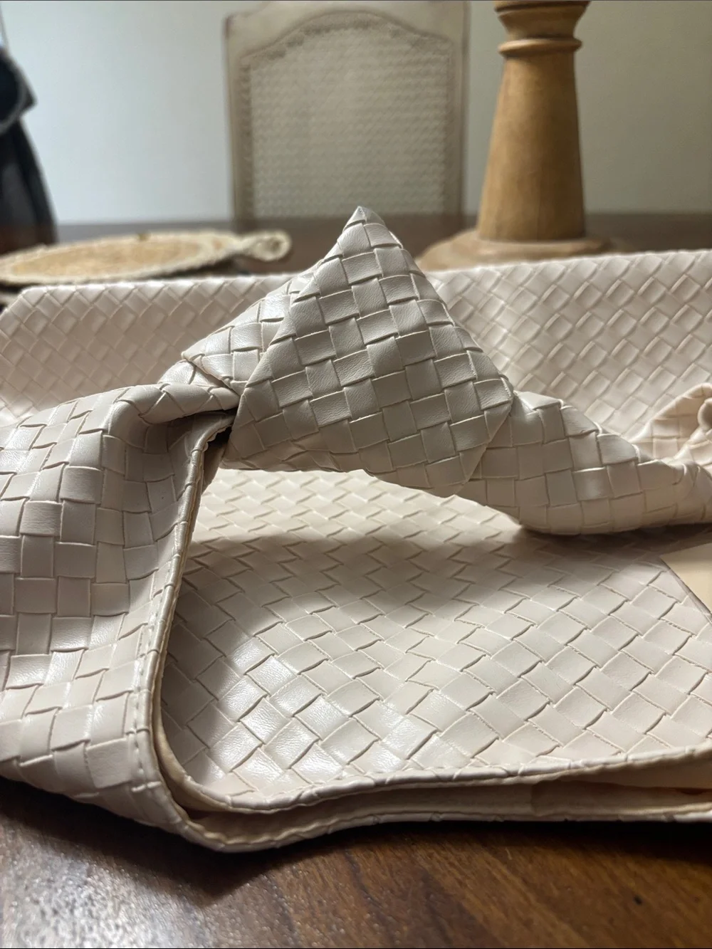 Ulta Beauty Woven Knot-Handle Shoulder Bag in Light Beige